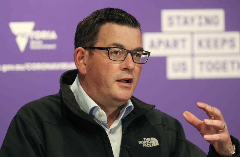 Victorian Premier Daniel Andrews speaks to the media during a press conference in Melbourne.