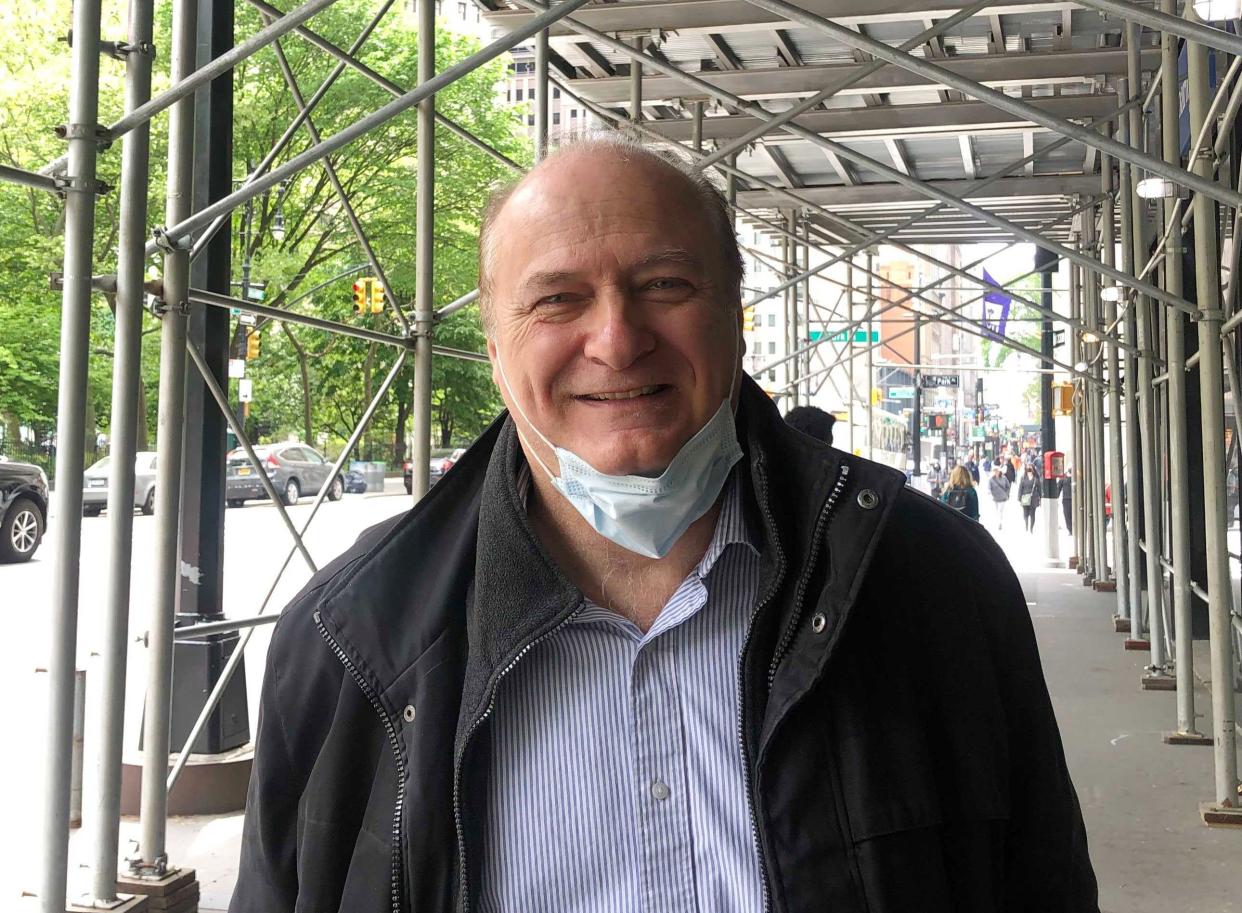 Thomas Madigan, 66, a New York City worker is  outside 250 Broadway in Lower Manhattan on May 6. 