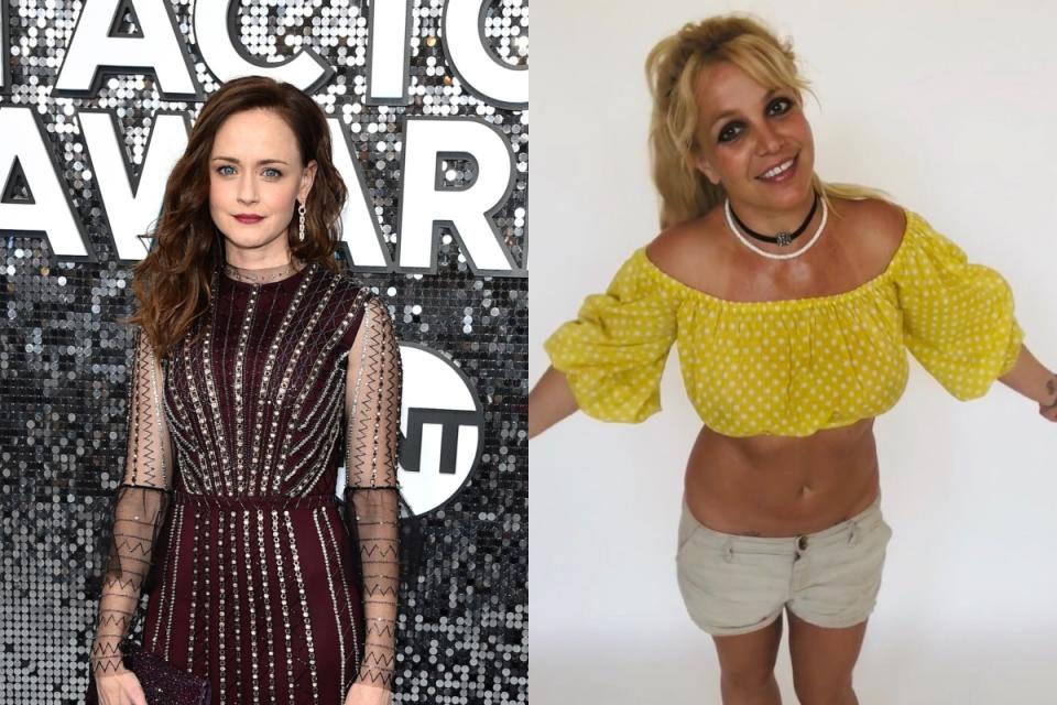 Alexis Bledel apenas ha cambiado desde que diera vida a la adolescente Rory en 'Las chicas Gilmore' (2000-2007). Cuesta creer que la actriz naciera el mismo año que Britney Spears porque la cantante luce envejecida y su apariencia ha hecho saltar todas las alarmas sobre su salud. (Foto: John Shearer / Getty Images / Instagram / <a href="https://www.instagram.com/p/CFS1ePRg_SH/" rel="nofollow noopener" target="_blank" data-ylk="slk:@britneyspears;elm:context_link;itc:0;sec:content-canvas" class="link ">@britneyspears</a>)