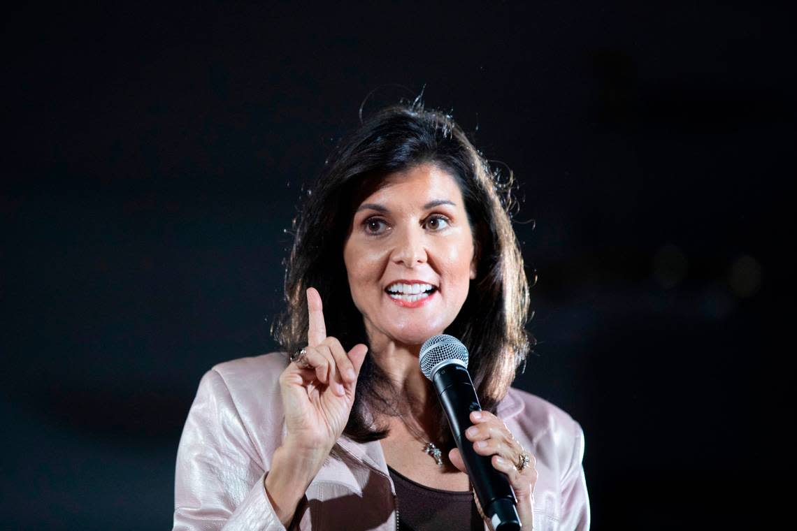 Former South Carolina governor Nikki Haley rallied with supporters on March 13, 2023 at Horry-Georgetown Technical College in Myrtle Beach, S.C. as she seeks the Republican nomination for president in 2024. March 13, 2023.