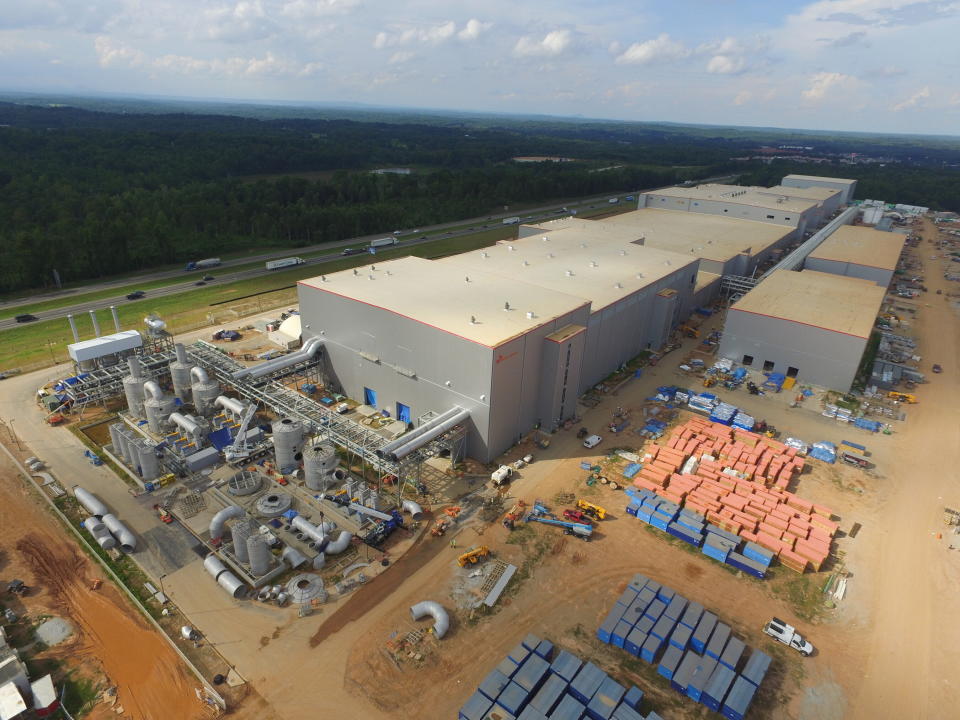 An aerial shot from 2020 of the SK Battery America site in Commerce, Georgia, shows construction already underway.  (Photo: SK Innovation)