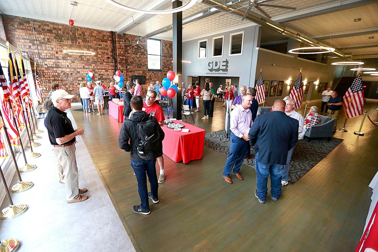 Guests mingle at the Ashland County Republican Party headquarters open house at 141 E. Main Street on Wednesday, July 6, 2022. TOM E. PUSKAR/ASHLAND TIMES-GAZETTE