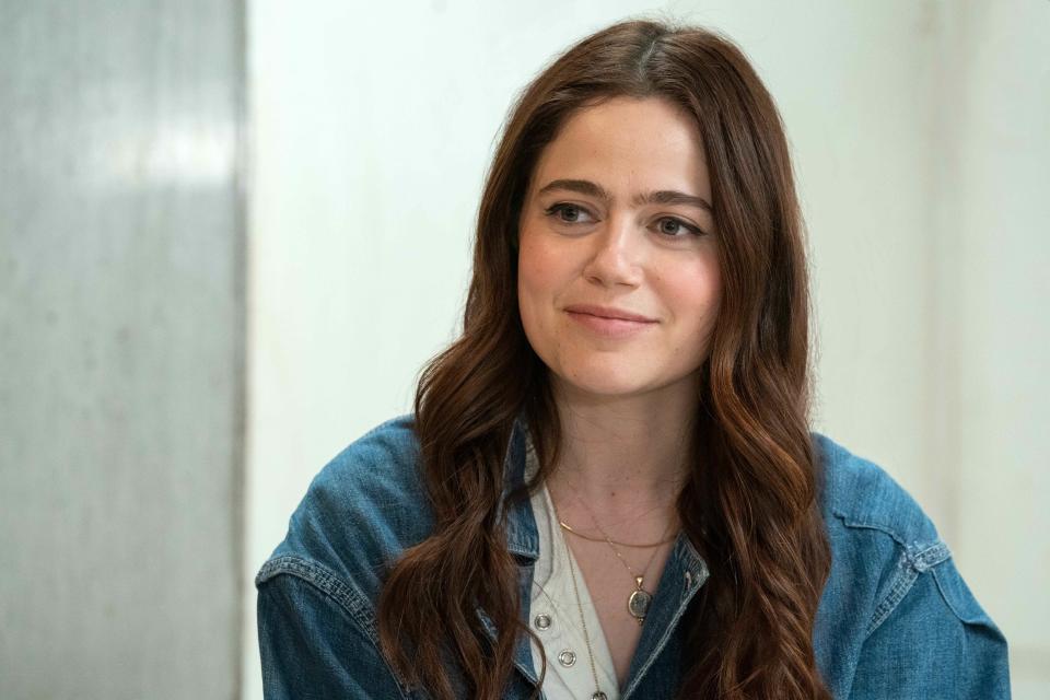 Molly Gordon wearing a denim jacket in The Bear