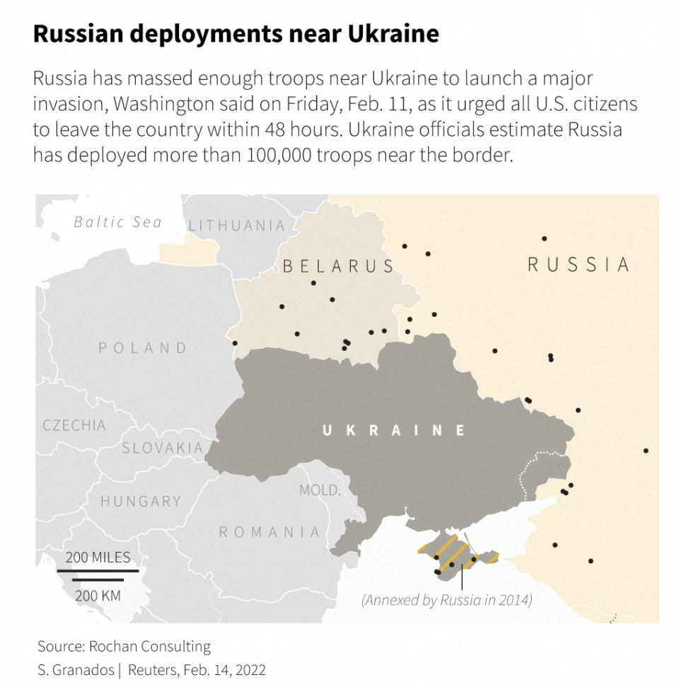 Ukraine crisis assets Map of Russian deployments near Ukraine