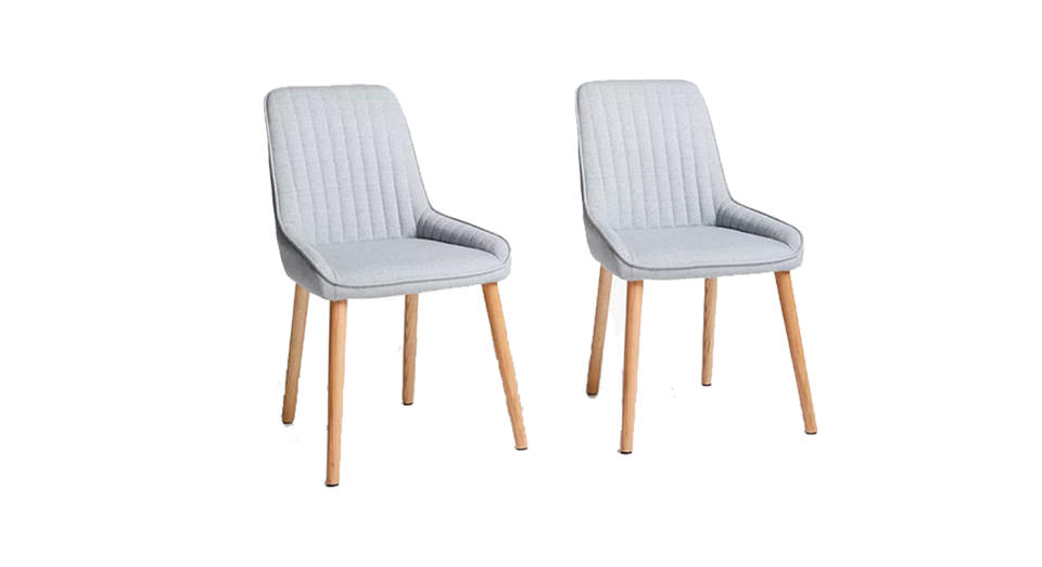 These chairs have solid oak legs, and a foam filling for extra cushioning.
