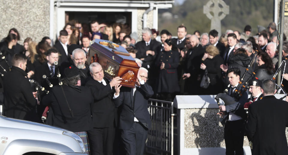 Around 200 people attended O’Riordan’s funeral in Ireland on January 23. Source: Yahoo News UK