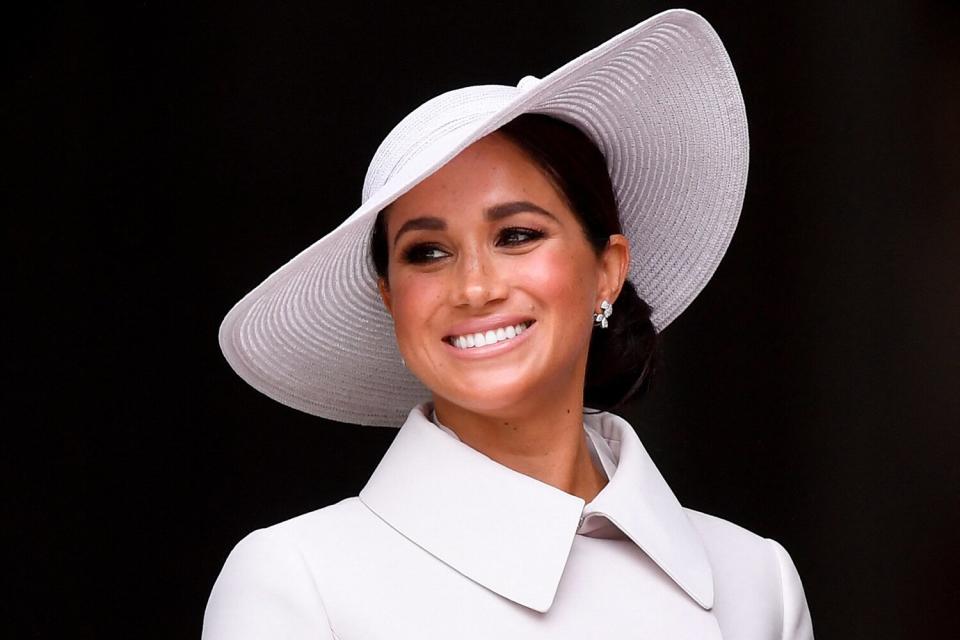 Meghan, Duchess of Sussex, leaves after attending the National Service of Thanksgiving at St Paul's Cathedral