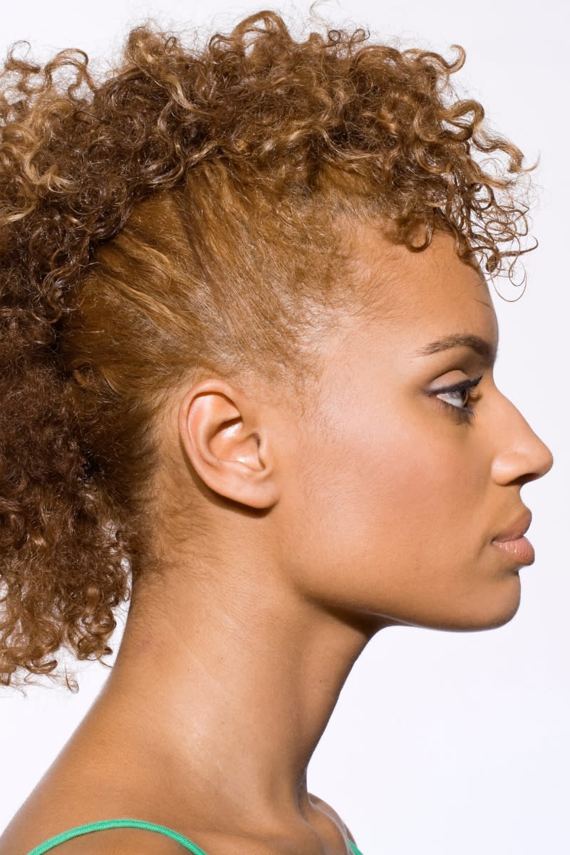 Curly faux-hawk