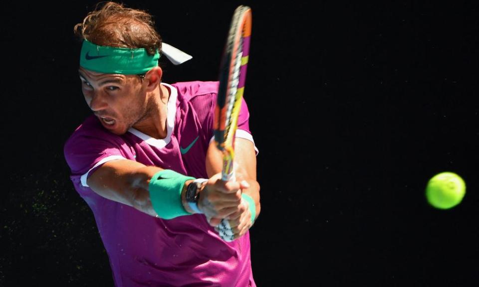 Rafael Nadal was made to work hard during a 28-minute first set tie-break before beating Adrian Mannarino in straight sets