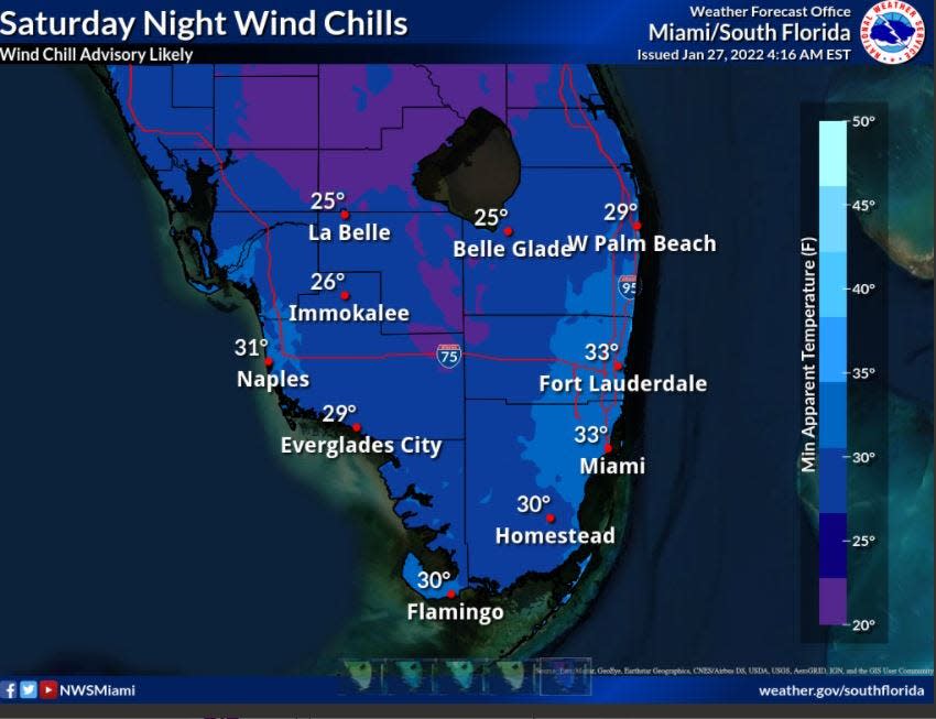 Saturday  night wind chills.