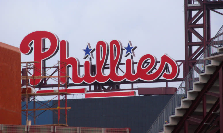 A general view of the Philadelphia Phillies logo.