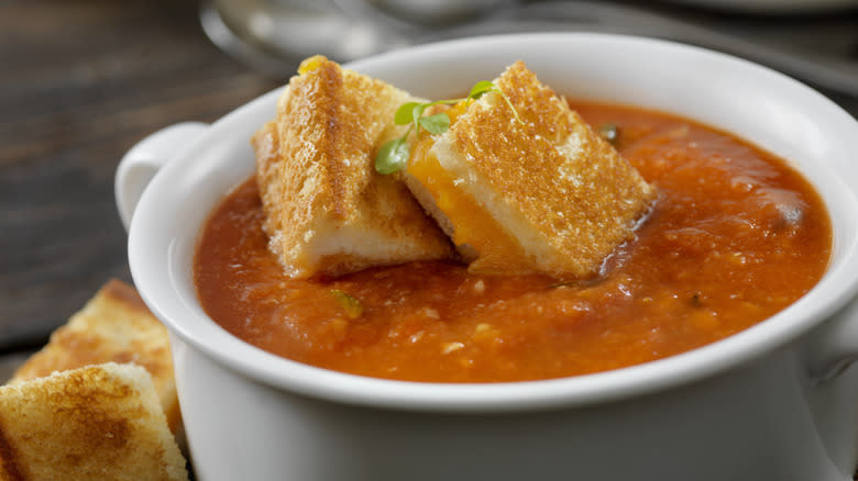 Tomato soup with mini grilled cheese sandwiches