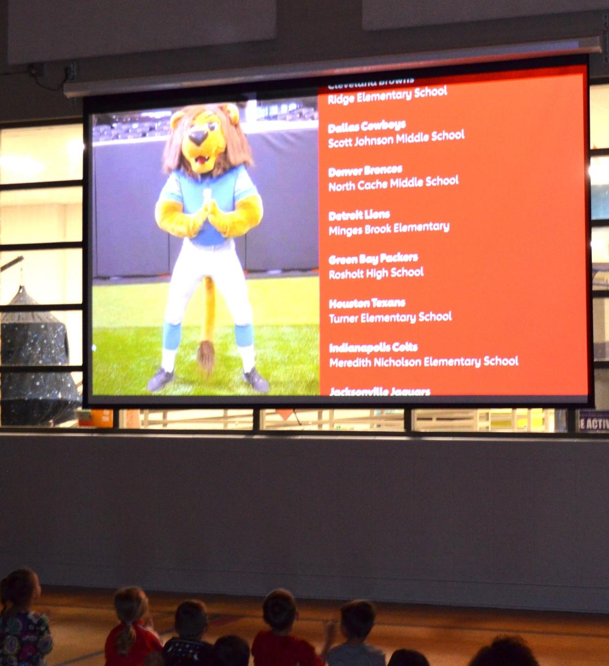 Minges Brook was announced as the winner of $1,000 as the Detroit Lions local recipient of the American Heart Association's NFL Play 60 grant during a presentation at the school gym on Thursday.