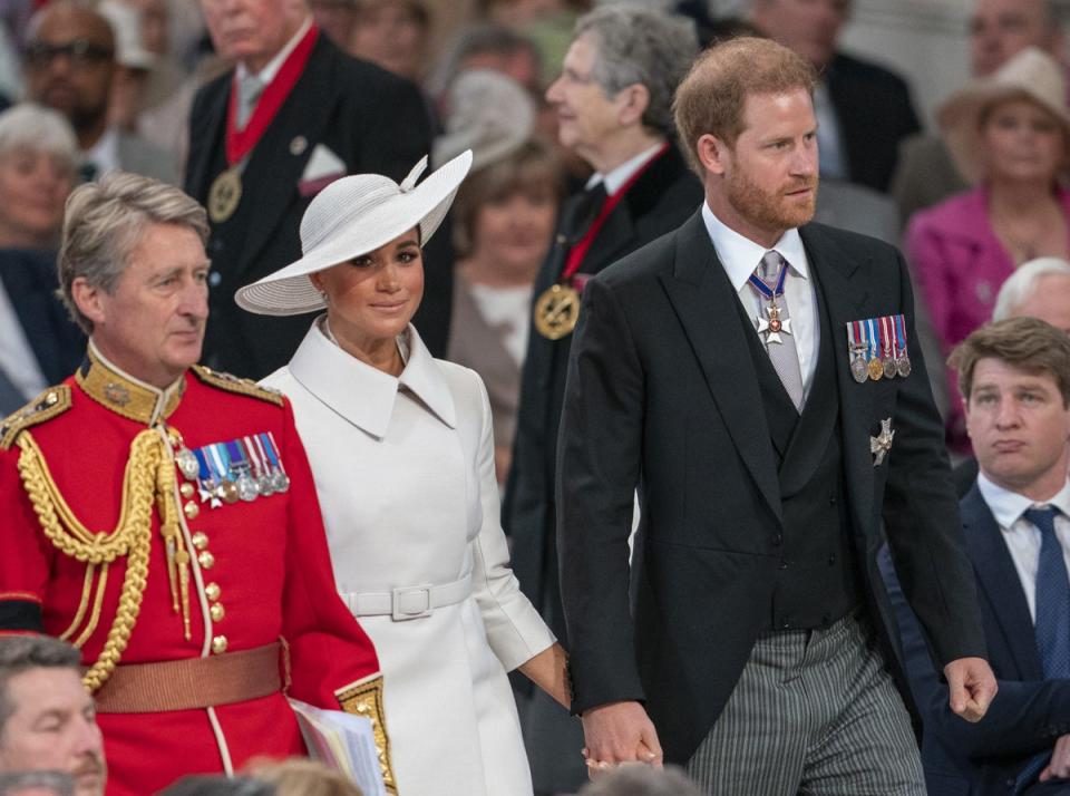 Harry and Meghan at the Jubilee service in June (Arthur Edwards/The Sun/PA) (PA Wire)