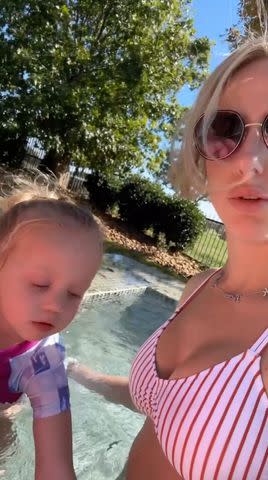 <p>Brittany Mahomes/Instagram</p> Brittany and Sterling enjoy time in the pool