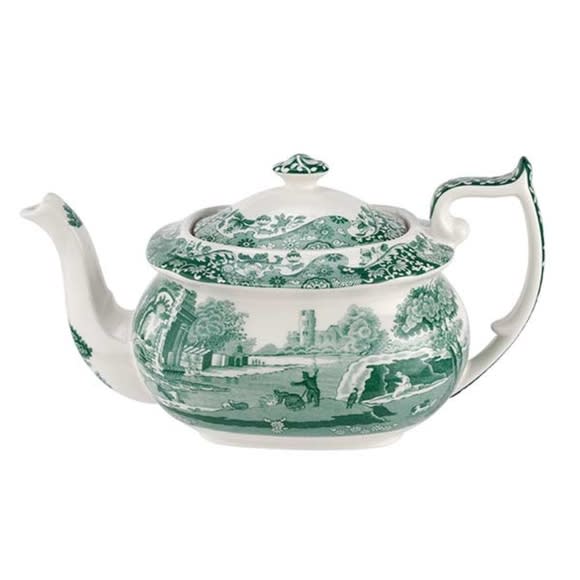 12) Spode Green Italian Teapot