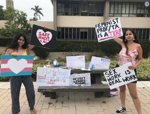 Students protest teaching assistant's "transphobic" tweets (Credit: Twitter)