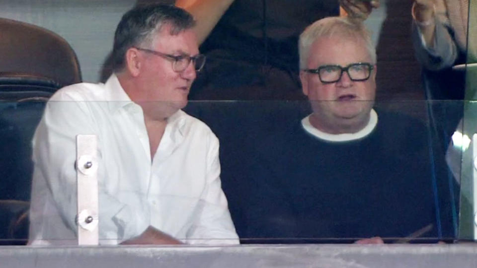 Eddie McGuire and Peter Gordon, pictured here during Collingwood's clash with Western Bulldogs.