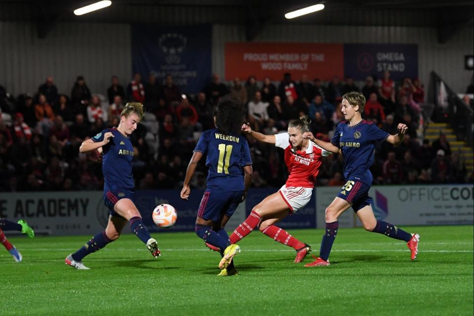 Arsenal drew with Ajax last week at Meadow Park  (Arsenal FC via Getty Images)