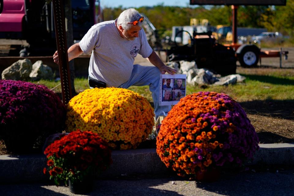 Memorials throughout Lewiston were growing with cards, prayers, flowers, crosses and other touching items (Copyright 2023 The Associated Press. All rights reserved.)