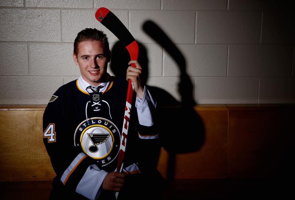 PHILADELPHIA, PA - JUNE 28: Ivan Barbashev of the St. Louis Blues poses for a portrait during the 2014 NHL Draft at the Wells Fargo Center on June 28, 2014 in Philadelphia, Pennsylvania. (Photo by Jeff Zelevansky/Getty Images)