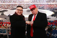 <p>The fake Kim Jong Un and the fake Donald Trump were kicked out of two separate Olympic events in PyeongChang.</p>