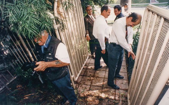 <p>Roger Sandler</p> Officers at Nicole’s home, where she and Ron Goldman were stabbed to death on June 12, 1994.