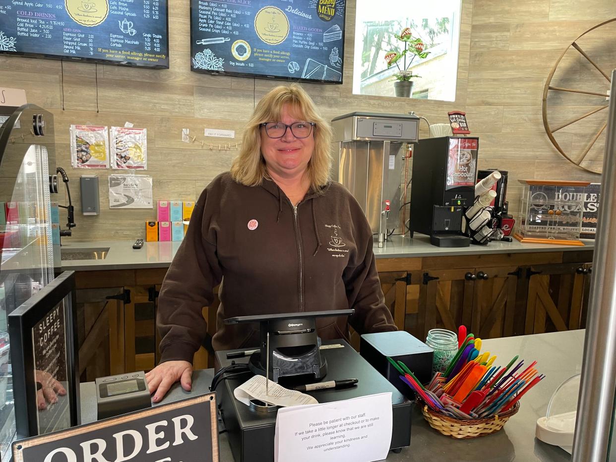 Kim Kaczmarek, a special education teacher and Special Olympics coach of 40 years, and the owner of Sleepy Coffee, Too, a "dream come true" in Sleepy Hollow. Photographed April 23, 2024