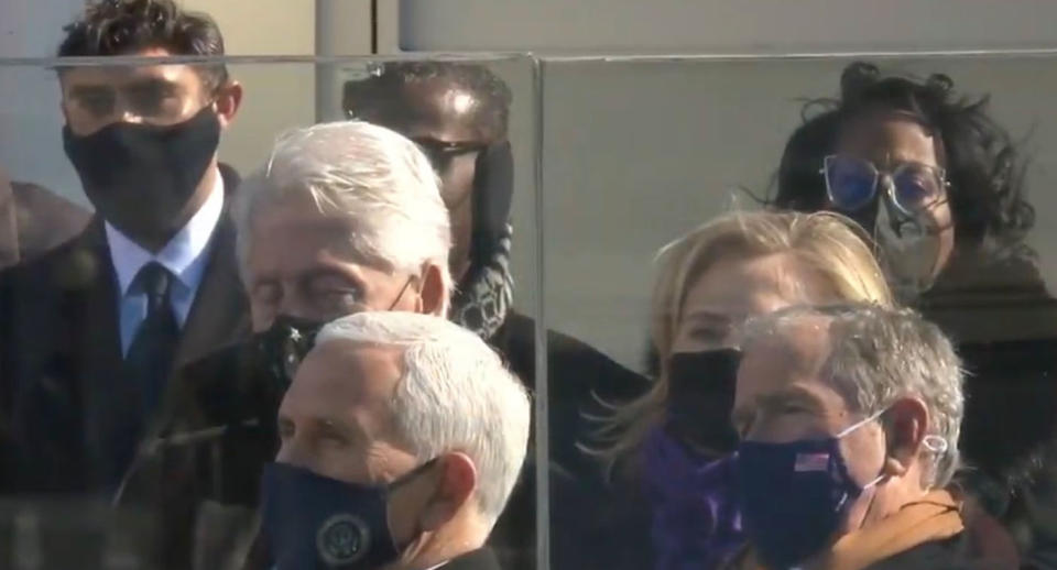 Bill Clinton appears to be falling asleep during Joe Biden's address. Source: Twitter