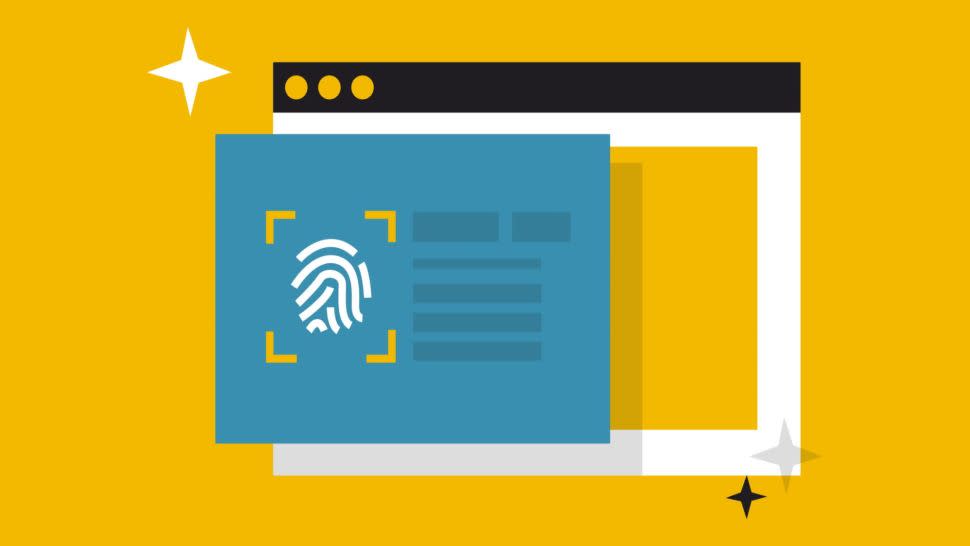  Fingerprint scanner on yellow background 