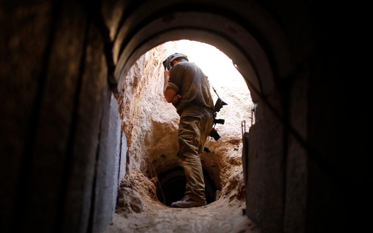 Israeli soldier in tunnel
