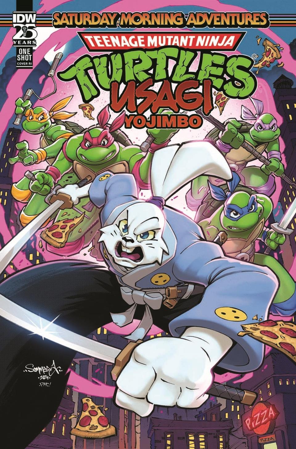 Teenage Mutant Ninja Turtles/Usagi Yojimbo: Saturday Morning Adventures #1, cover RI by Jon Sommariva.