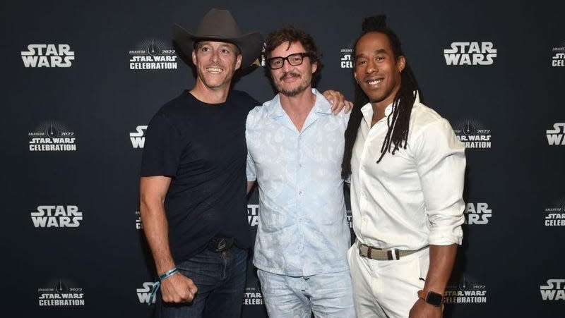 Brendan Wayne and Lateef Crowder make a Pedro Pascal sandwich at Star Wars Celebration 2022.