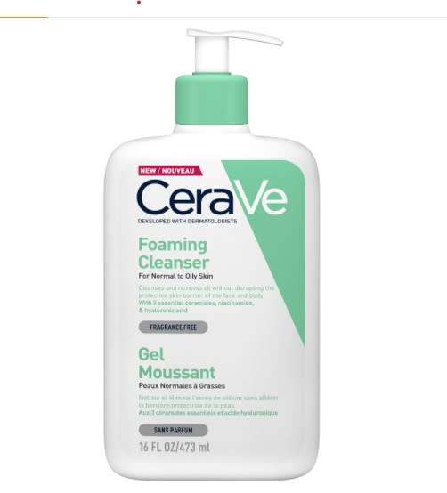 CeraVe Gel Limpiador Espumoso |473ml| Limpiador diario para piel mixta, grasa o con acné/Amazon.com.mx