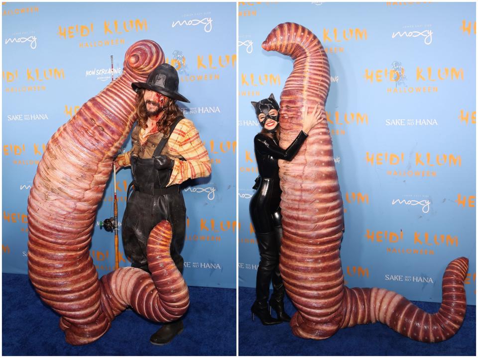 Heidi Klum's husband Tom Kaulitz and daughter Leni didn't let the supermodel's costume stop them from showing affection.