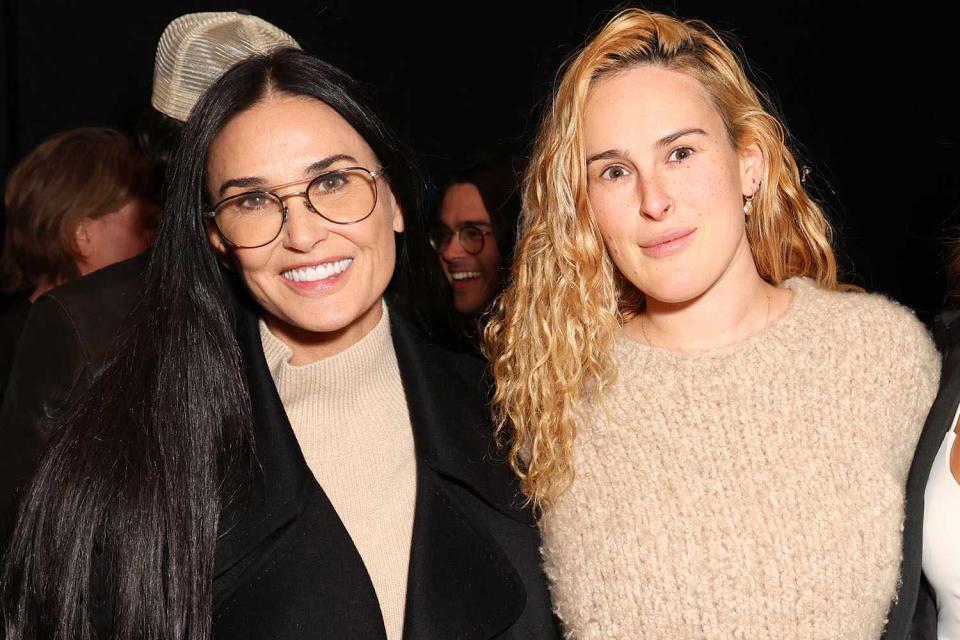 <p>Chelsea Lauren/Shutterstock</p> Demi Moore and Rumer Willis at a <em>Common Ground</em> screening in Los Angeles on Dec. 11, 2023