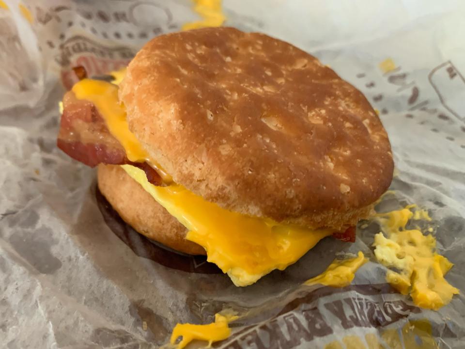 Burger King breakfast sandwich laid on out original wrapping