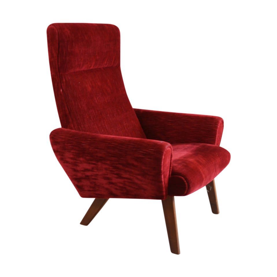 Red Velvet 1970s Armchair