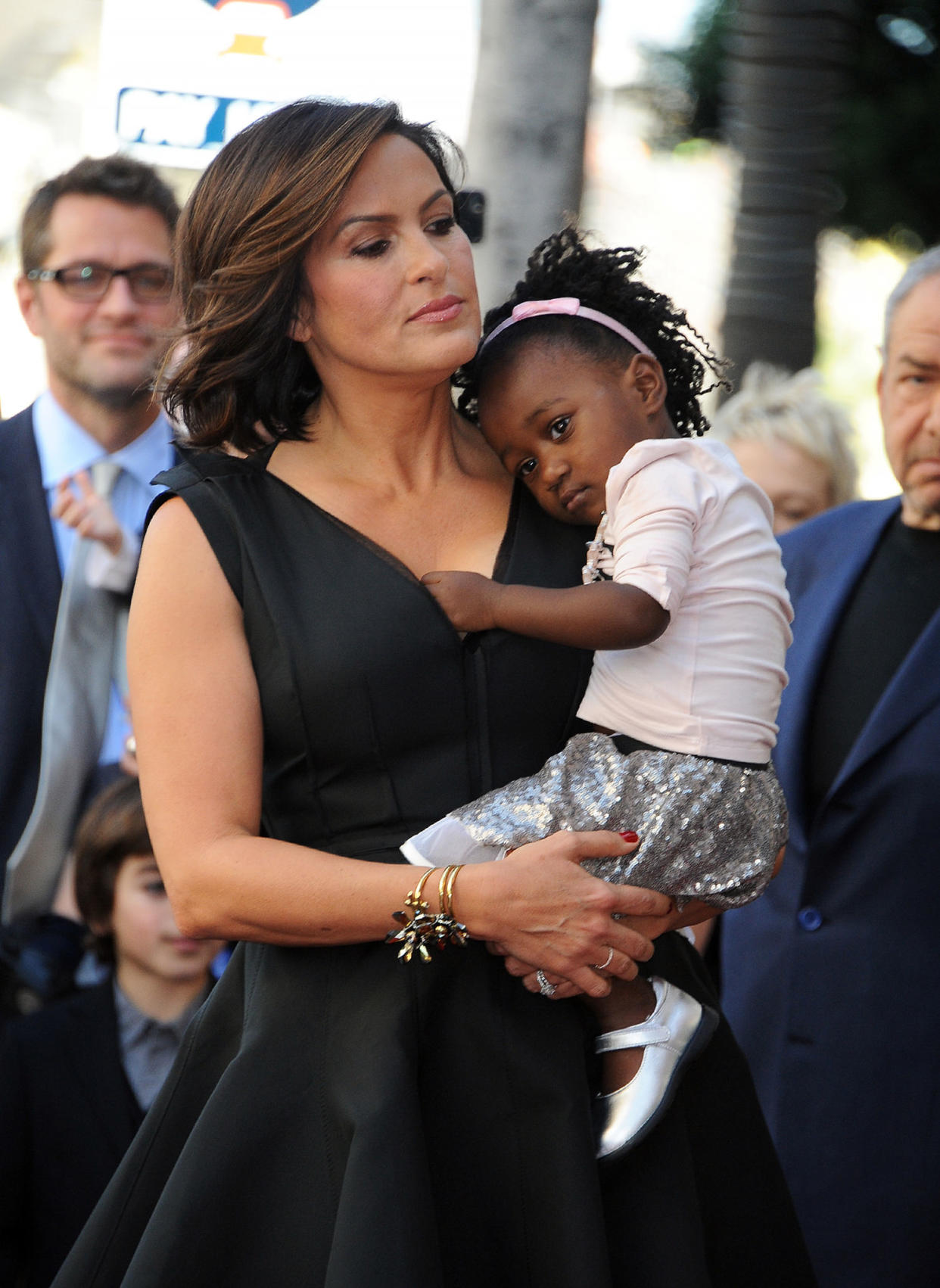 Actresses Mariska Hargitay, holding her daughter Amaya. (Frank Trapper / Getty Images)