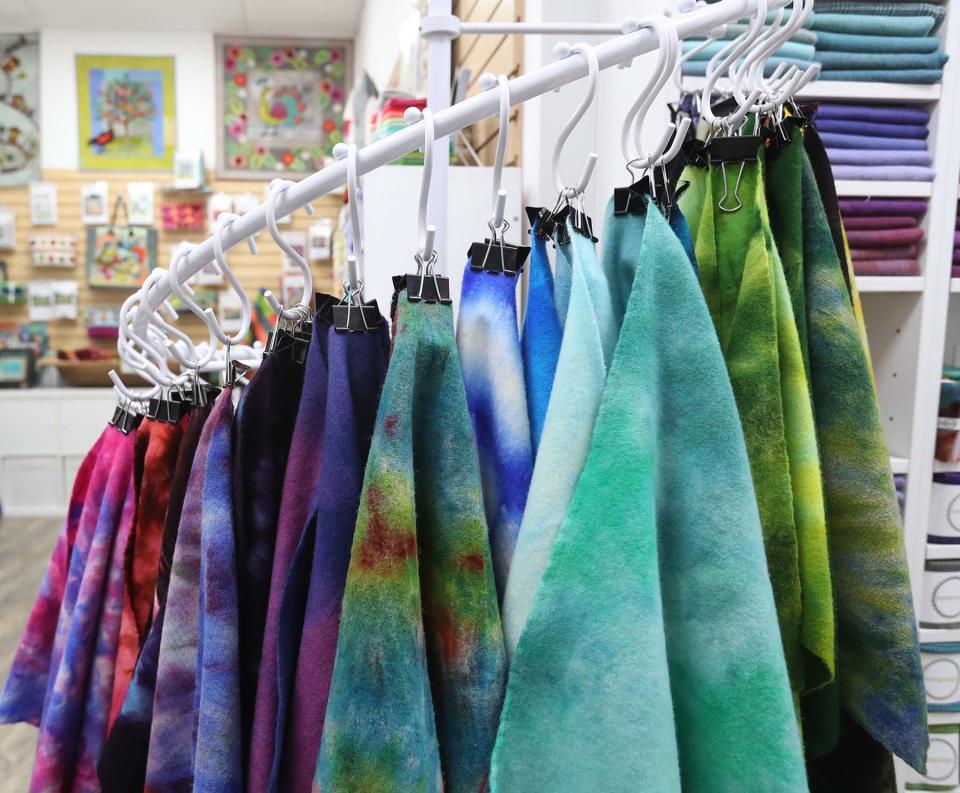 Hand-dyed wools are sold at the store in Green.