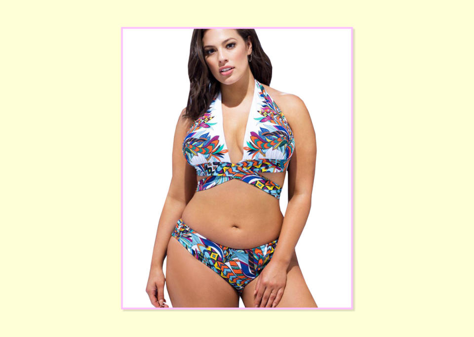 <p>$88; <a rel="nofollow noopener" href="http://www.swimsuitsforall.com/Ashley-Graham-x-swimsuitsforall-Condesa-Bikini1#rrec=true" target="_blank" data-ylk="slk:Swimsuits For All;elm:context_link;itc:0;sec:content-canvas" class="link ">Swimsuits For All</a>. </p>