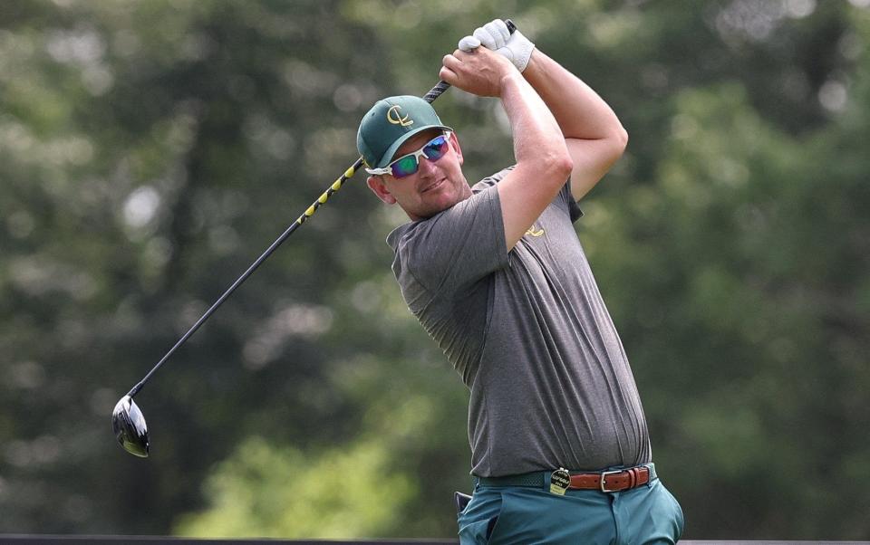 Bernd Wiesberger playing at a LIV Golf event in New Jersey last year