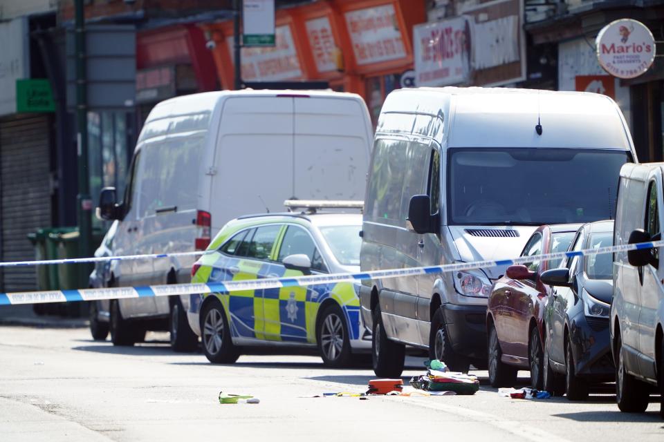 A police cordon on Ilkeston Road, Nottingham, as a 31-year-old man has been arrested on suspicion of murder after three people were killed in Nottingham city centre early on Tuesday morning. Picture date: Tuesday June 13, 2023.