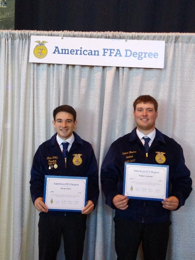 Lakota FFA members Ethan Klotz and Robert Hunker earned the American FFA Degree.