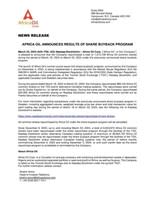 Africa Oil Announces Results of Share Buyback Program (CNW Group/Africa Oil Corp.)