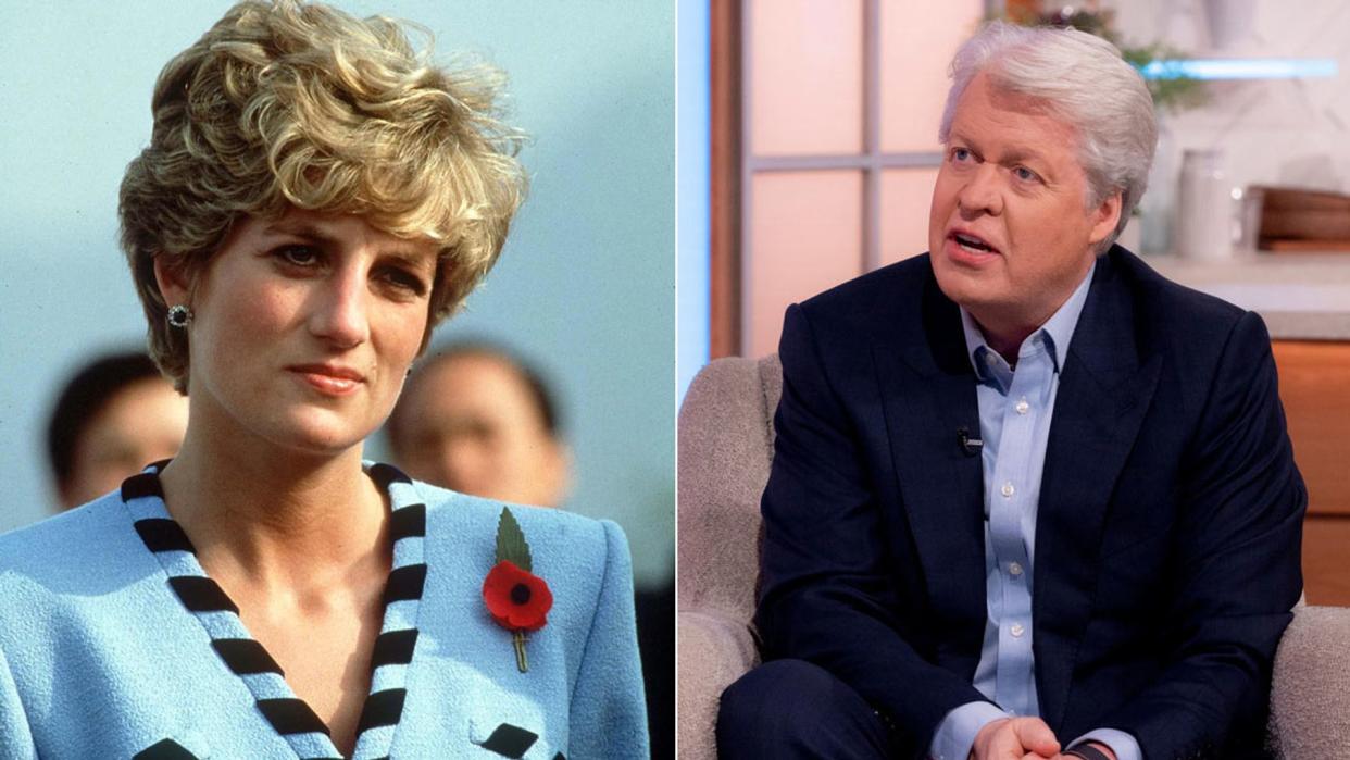 A split image of Charles Spencer and Princess Diana