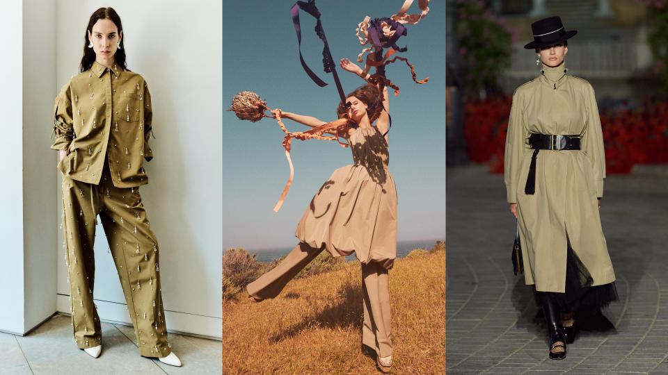 khaki winter 2022 2023 color trend at 3.1 Phillip Lim, Ulla Johnson, & Dior