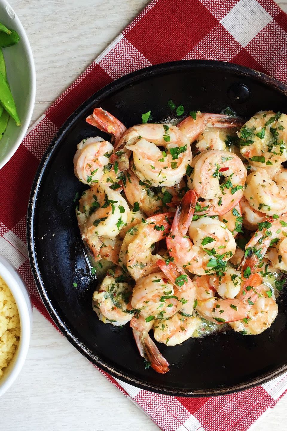 Sautéed Shrimp with Lemon-Parsley Spread and Couscous