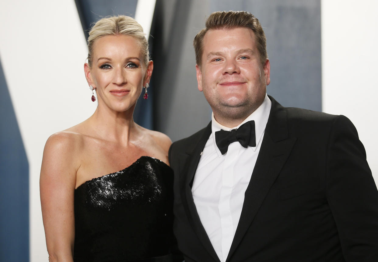 Julia Carey and James Corden attend the Vanity Fair Oscar party in Beverly Hills during the 92nd Academy Awards, in Los Angeles, California, U.S., February 9, 2020.    REUTERS/Danny Moloshok
