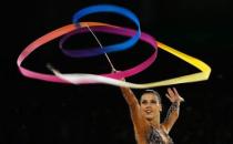 Rhythmic Gymnastics - Gold Coast 2018 Commonwealth Games - Team Final and Individual Qualification - Coomera Indoor Sports Centre - Gold Coast, Australia - April 11, 2018. Diamanto Evripidou of Cyprus competes using the ribbon. REUTERS/Jeremy Lee